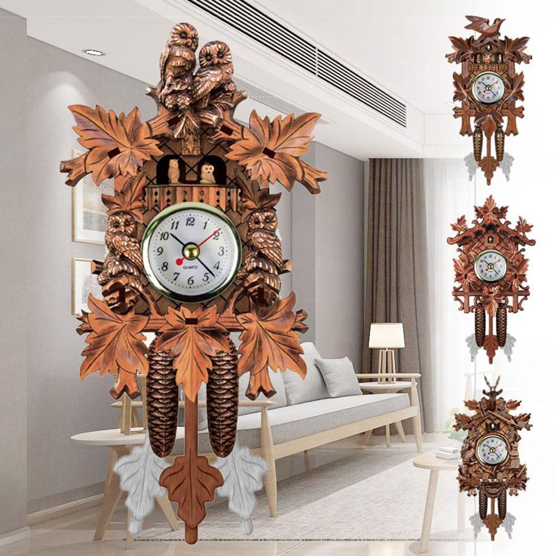 Gtbl-reloj de pared de estilo retro decorativo para el hogar, reloj colgante de pájaro, reloj de cuco de madera, reloj de péndulo para sala de estar, reloj de arte artesanal para casa nueva