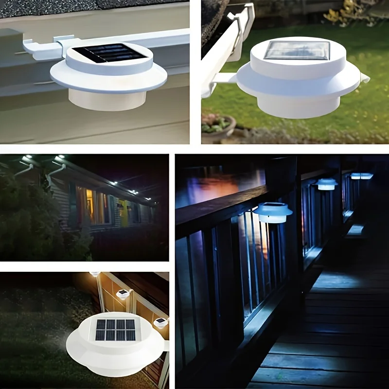 1–6er-Pack Solarleuchten, Veranda-Lampe, Wandleuchten, Dachrinnenbeleuchtung, hochhelle LED, automatische Aufladung, wasserdicht, Veranda, Weg, Zaun, Außenbereich