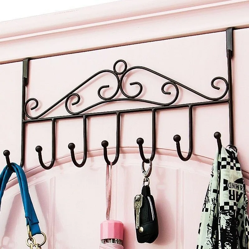 1 STÜCK Über Tür Metall Aufhänger Halterung 7 Haken Handtuch Hütte Mantel Haken Eisen Haken Hängende Lagerung Gestell Overdoor Organizer Zubehör
