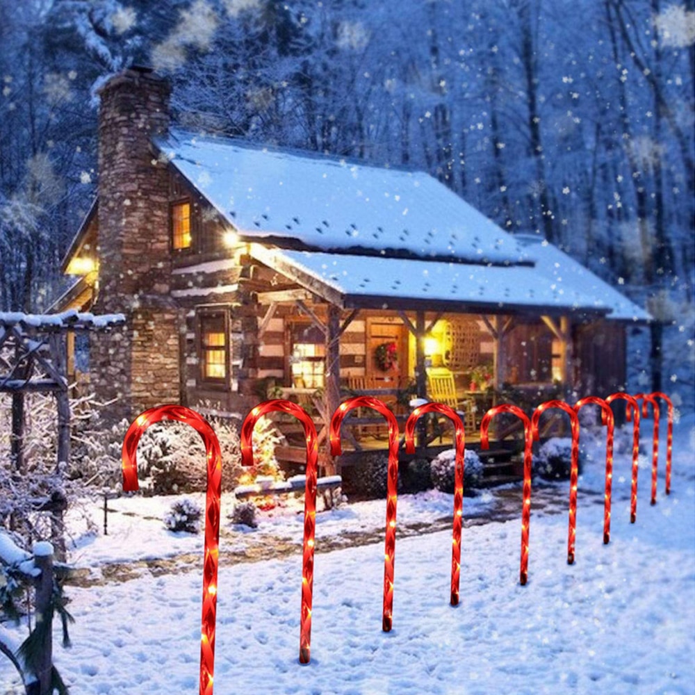 Snoep kerstboom decoratie verlichting zuurstok zonne-energie lamp batterij / usb aangedreven buiten tuin bruiloft feest decoratie