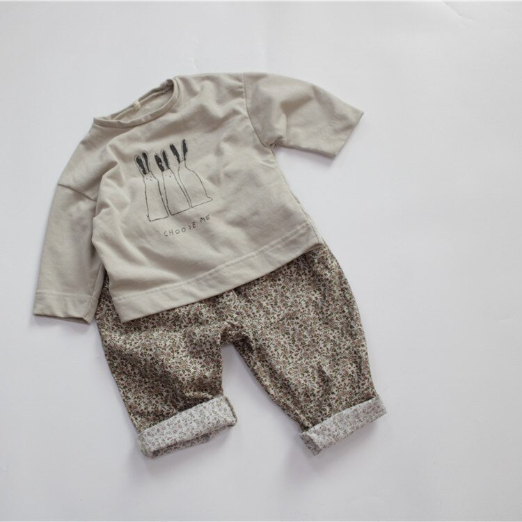 Nuovi pantaloni stampati floreali per bambini primavera estate pantaloni per bambini in lino di cotone stile coreano