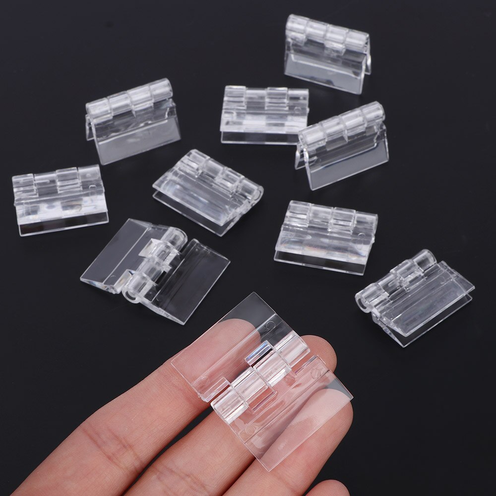 10Pcs/pack Transparent Plastic Folding Hinges Durable Clear Acrylic Hinge Tools Furniture Hinges