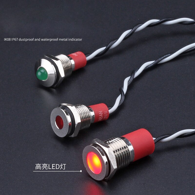 metal indicator 12 24 220V 8 6 12 14mm lamp power supply device LED signal DIY handmade accessories