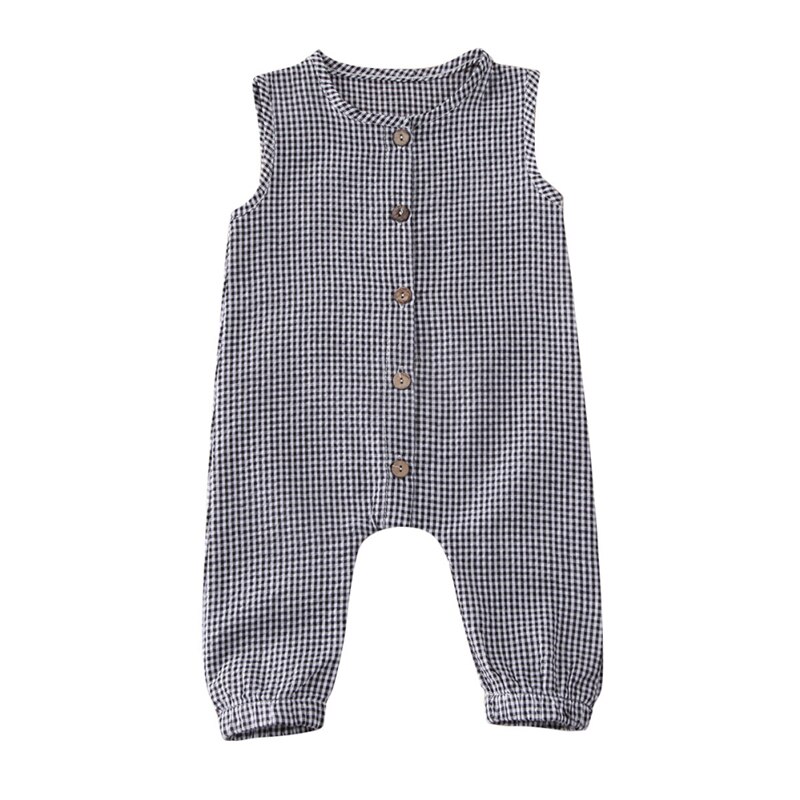 Barboteuse à carreaux pour enfants de 0 à 18 mois, vêtements d'été pour bébés filles et garçons, combinaison: C / 6M