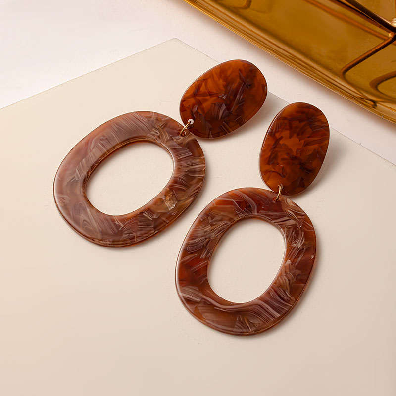 Pendientes llamativos coreanos para mujer, aretes con colgantes geométricos acrílicos marrones, aretes dorados, joyería: Brown 461