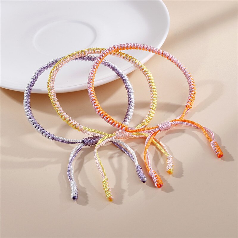 35 farben Tibetischen Buddhistischen Geflochtenen Seil Knoten Armbinde Charme Handgemachte Glück Weben Gewinde Armreifen Für Frauen Männer Modeschmuck