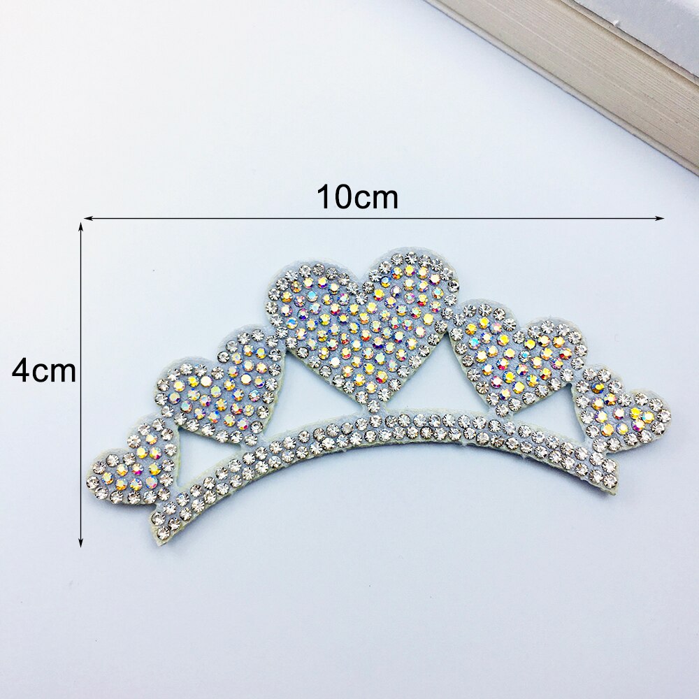 4 stuks kleurrijke, schattige prinsessen zilveren strass kroon applicatie doek voor knutselen/bruiloft/kleding decoratie patch diy accessoires: 6