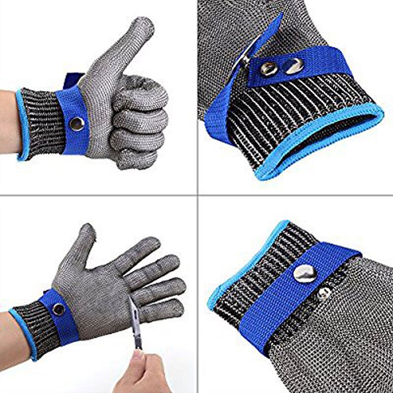 Stainless Steel Metal Mesh Butcher Safety Cut Proof Stab Resistant Glove D2