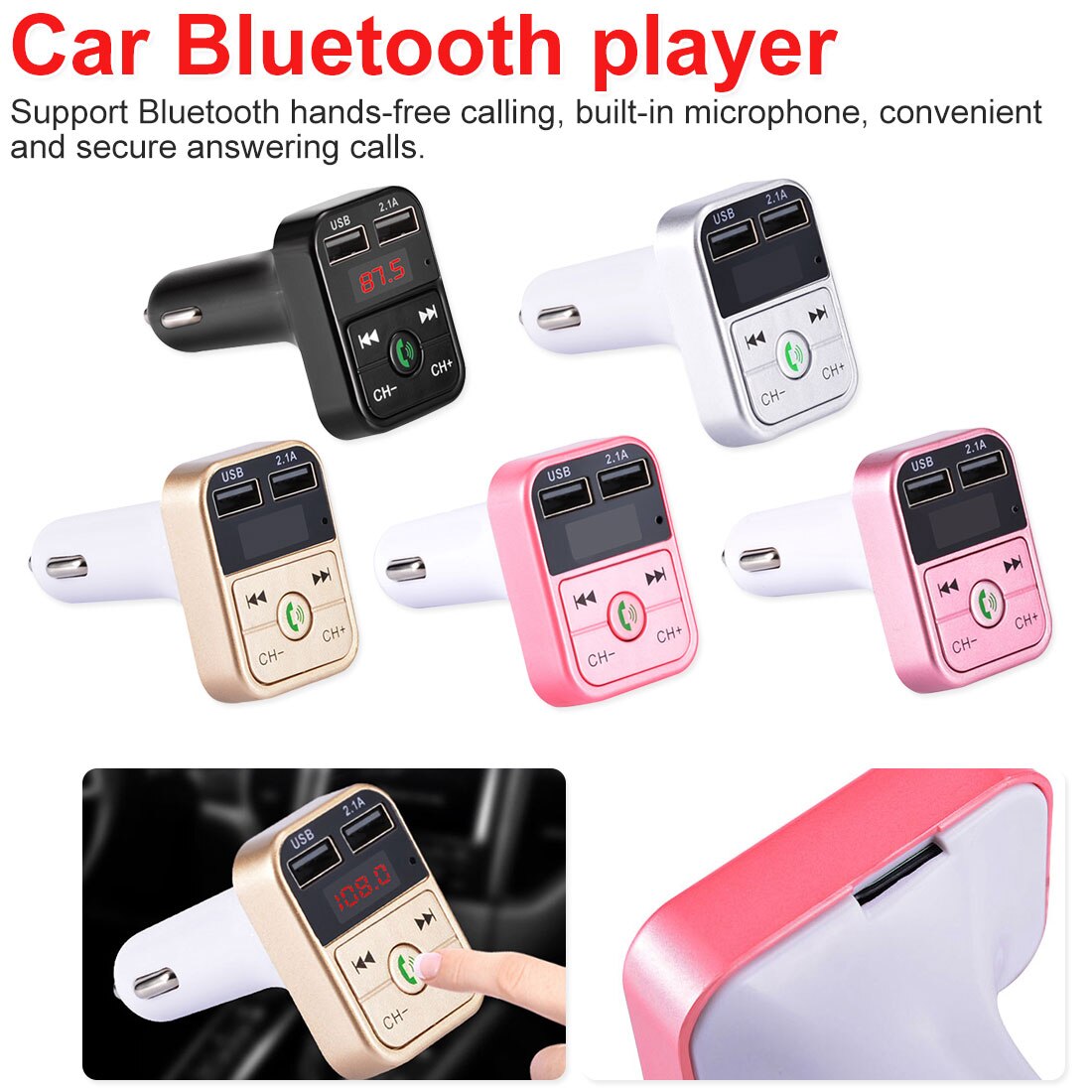 Auto Bluetooth Fm-zender Draadloze Ontvanger Auto Led MP3 Speler 2.1A Dual Usb Fast Charger Auto Accessoires