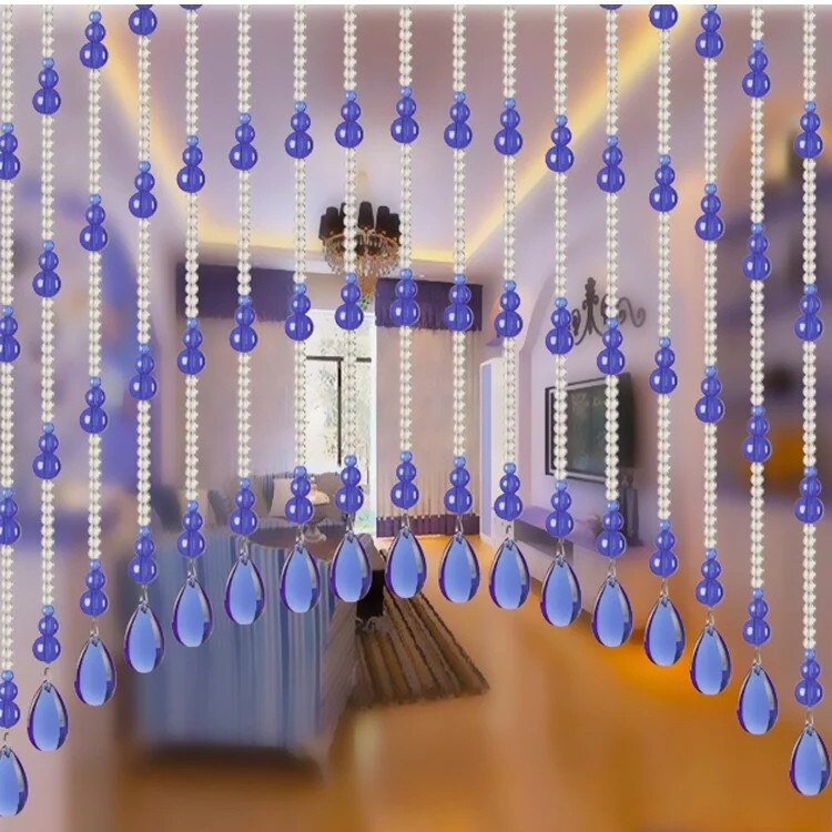 Crystal curtain bead curtain door curtain partition curtain feng shui hyacinth porch living room bedroom curtain bathroom crysta: Royal blue / 20 arches