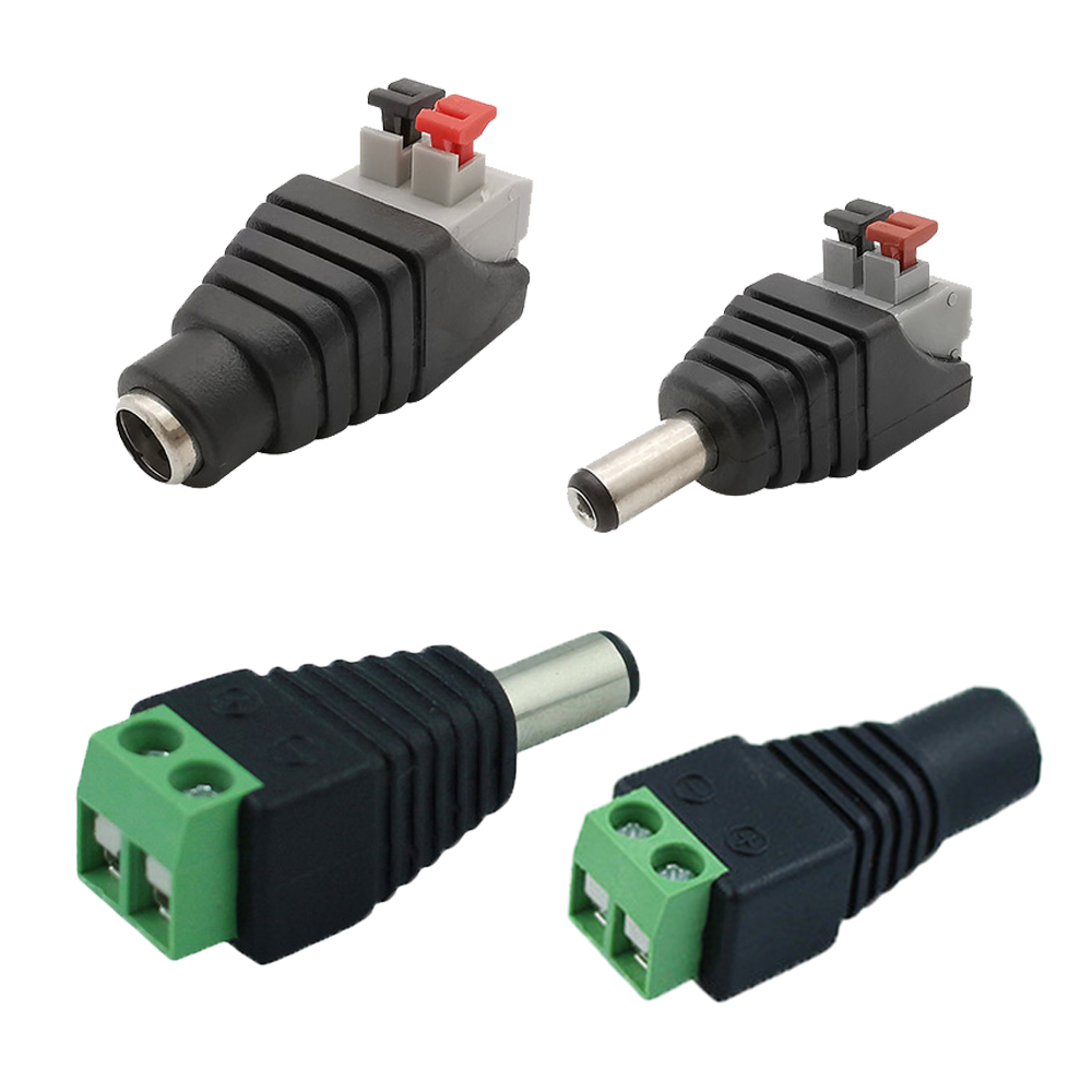 Connecteur d'alimentation 12V DC, 5 pièces, prise mâle femelle, baril 2.1mm x 5.5mm, adaptateur pour caméra de vidéosurveillance, Terminal d'alimentation de bande LED