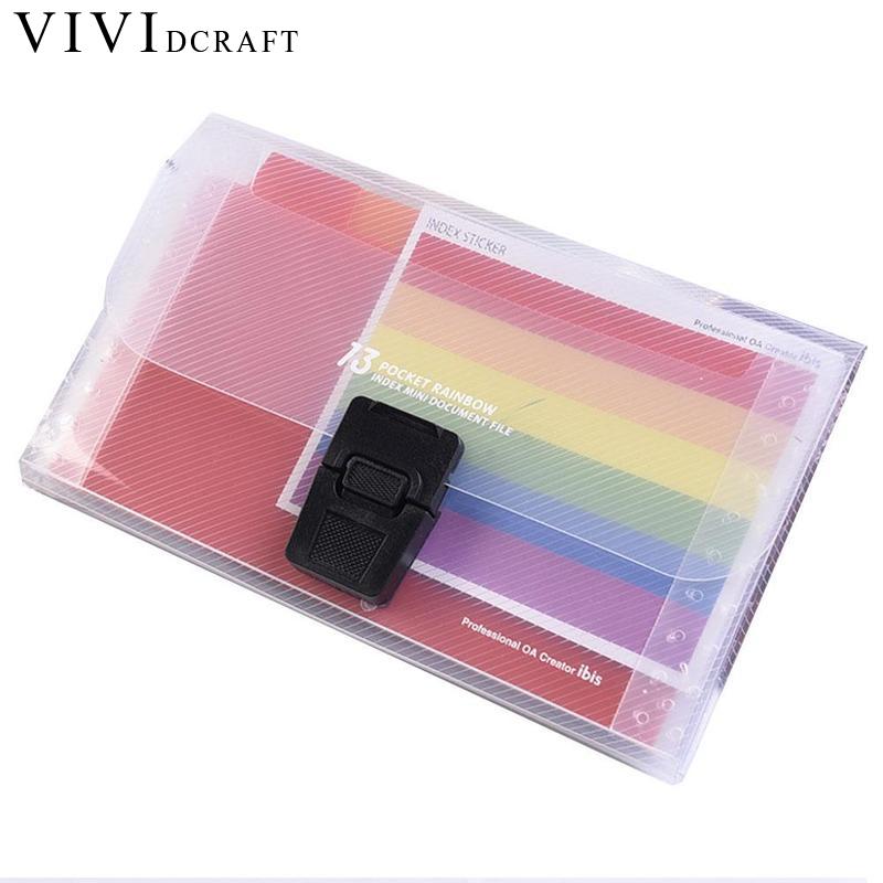 Vividcraft A6 Regenbogen Ausbau Datei Ordner Organizer Schicht Dokument 13 Lieferungen Büro Fichario Brieftasche Schreibwaren Organisieren L1B2