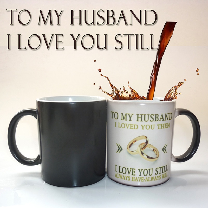 Om Mijn Vrouw Of Man Koffie Mok Huwelijksverjaardag Suprise Magische Kleur Veranderende Mokken Creatieve Thee Melk Keramische cups