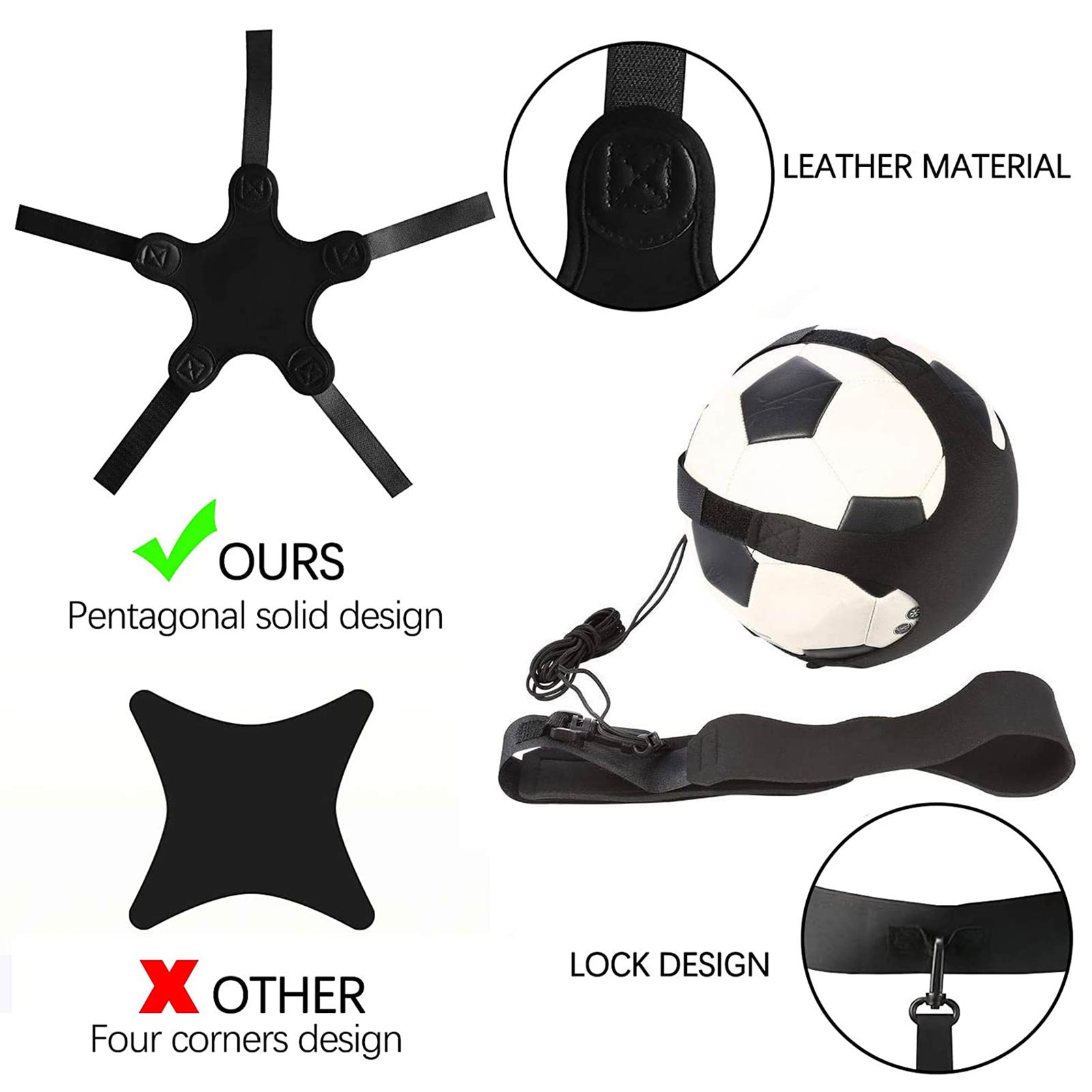 Soccer Trainer Hands-Free Solo Kick Football Training Aid Practice Tool Equipment For juggling Foot Control Kicking Practice