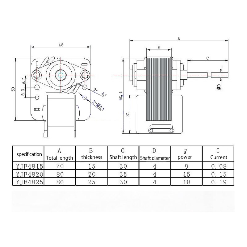 AC 220V 50HZ Shaded pole motor Cross flow fan motor Single-phase motor around Ventilator Warm fan YJF48