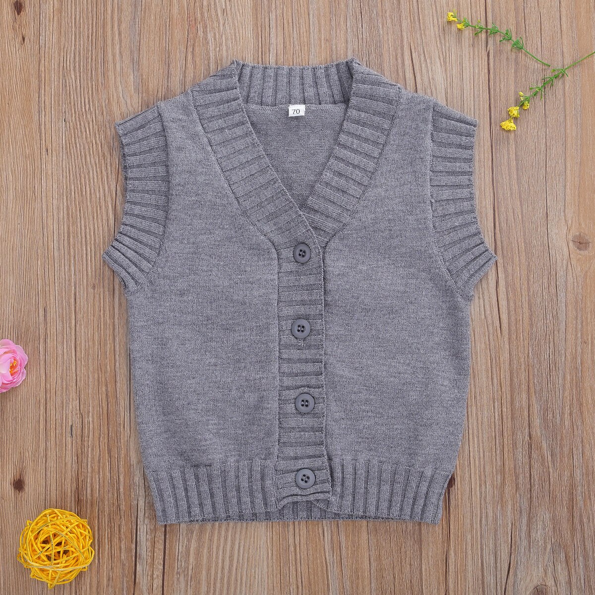 Kids Vest Winter Autumn Cotton Warm Sleeveless Jacket Button Children Vest Girls Knitted V-neck Toddler Boy Coat Waistcoat