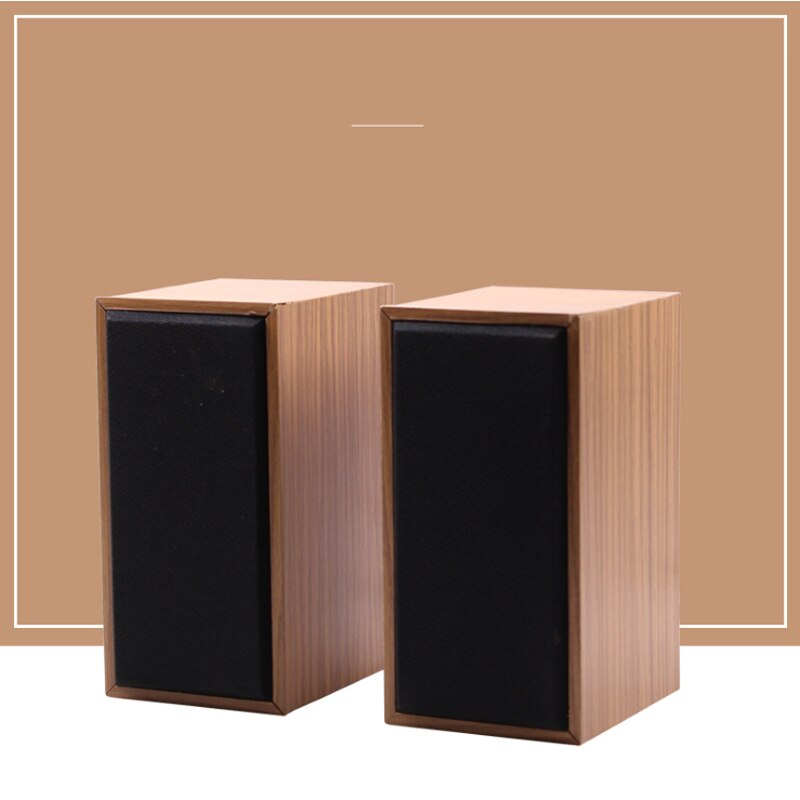 USB Wired Wood Combination Computer Speakers Stereo Music Player Subwoofers Sound Box For Laptop Wooden Multimedia Speaker: Earthen grain