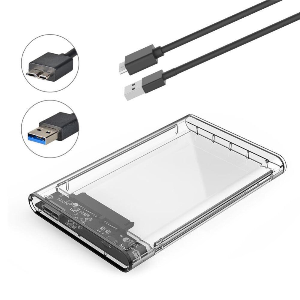 Hard Drive Enclosure 2.5 inch Transparent USB3.0 Hard Drive Enclosure Support UASP Protocol for 7-9.5 mm HDD
