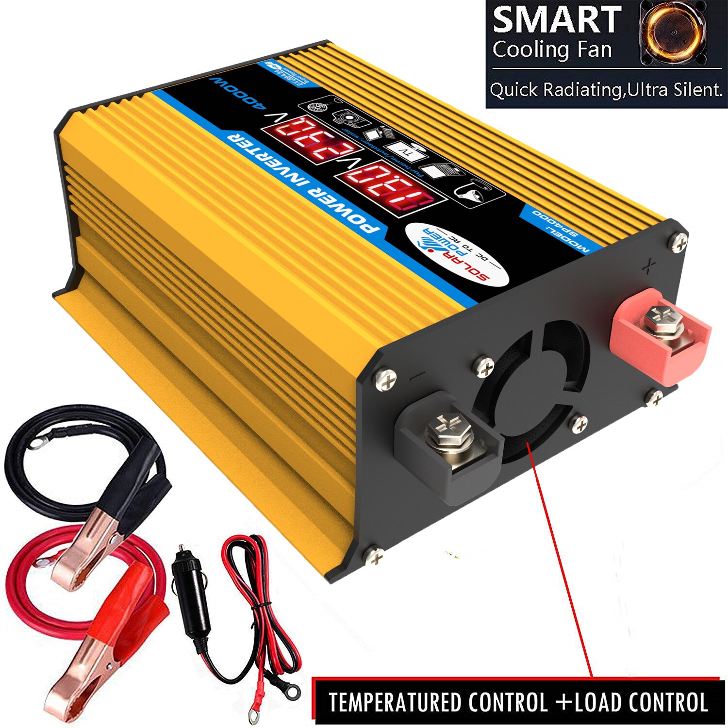 Inversor de potencia de 4000W para coche y Casa, Adaptador convertidor de cc 12V a CA 220V/110V, pantalla LED, transformador de voltaje USB Dual, onda sinusoidal modificada