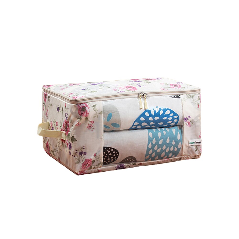 S / m / l quiltopbevaringspose fugtbestandig beholderpose til tøj sengetøj puder dynetasker taske til hjemmet: Blomster-s