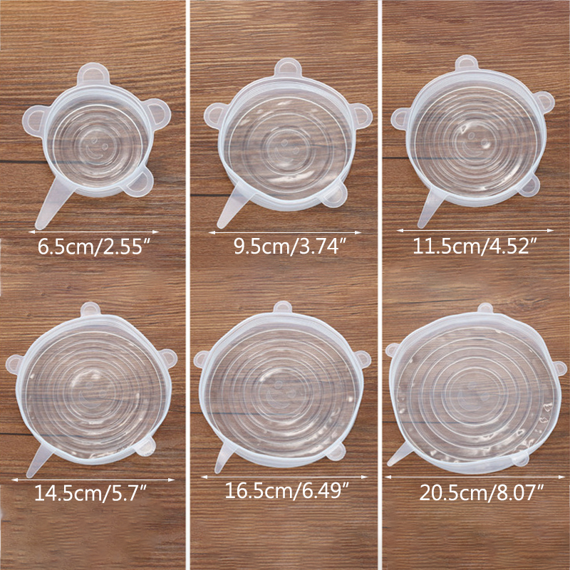 Couvercle scellé en plastique Silicone | 6 pièces, couvercle pour conservation des aliments de alimentaire, couvercle de cuisine, film extensible, couvercle peut être recyclé, outil ménager