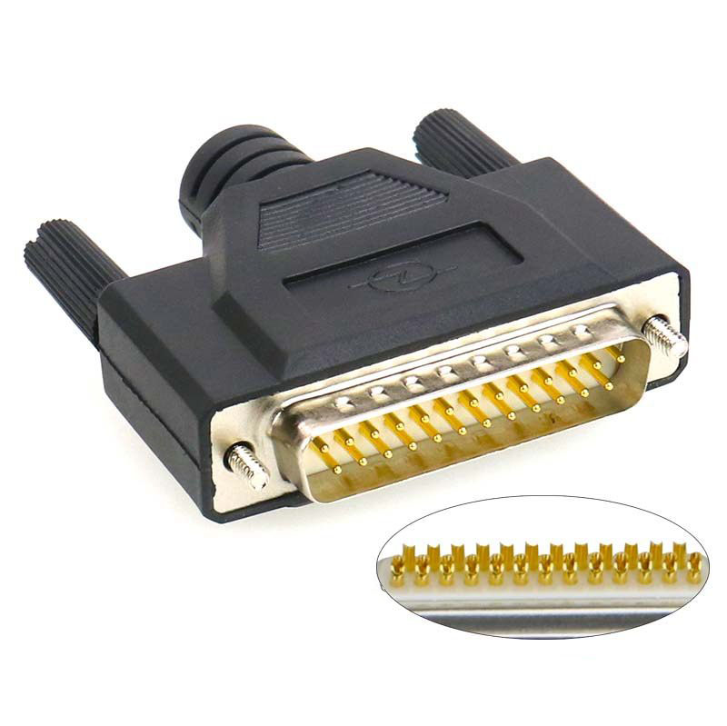 Zuiver koper plated DB25 mannelijke vrouwelijke 25-pin connector gelijmd behuizing print lijn connector: Army Green