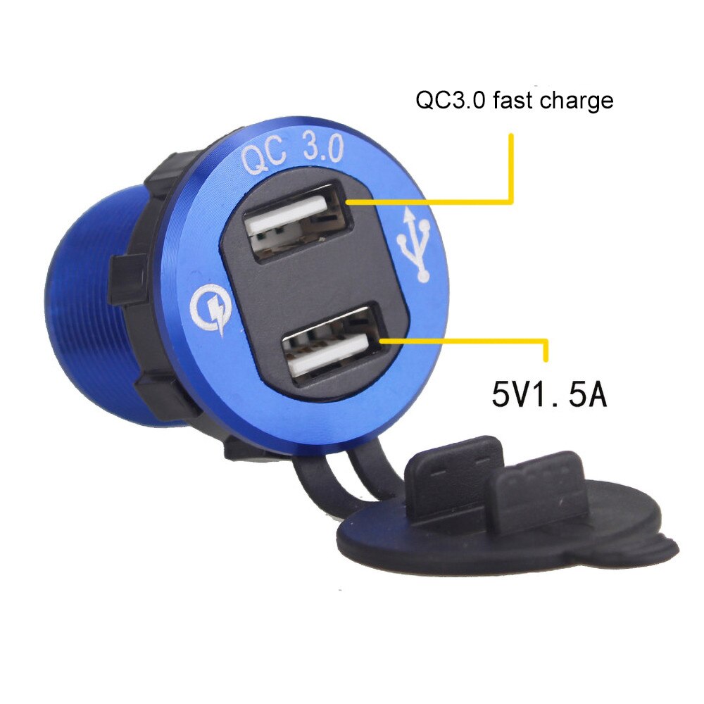 Led QC3.0 Snelle Autolader 2 Poorten Voedingscontact Usb Voertuig DC12V-24V Waterdichte Dual Usb Charger 5V 1.5A Sigaret lichter