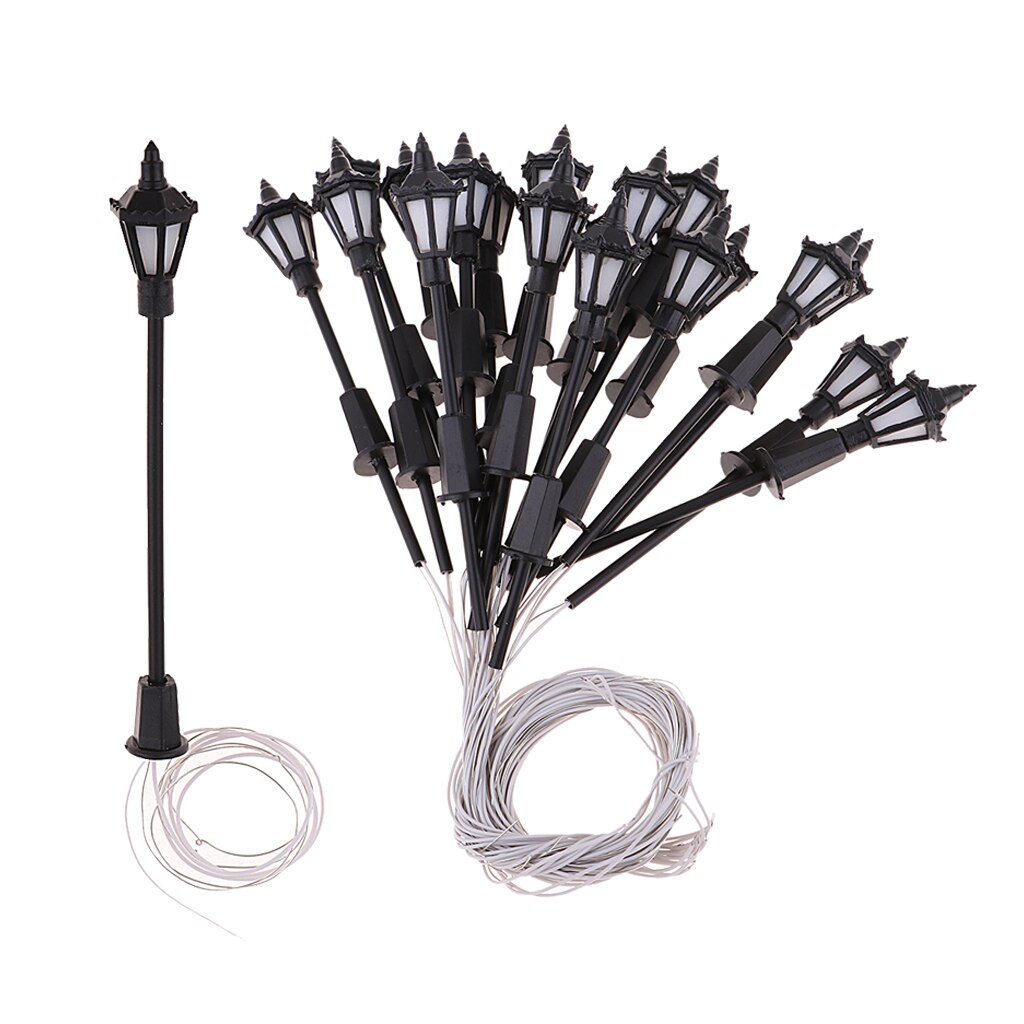 20 Pieces Miniatuur Led Straatverlichting 1:100 H0 Schaal Lamp Post Voor Model Park Landschap Tuin Landschap Decoraties