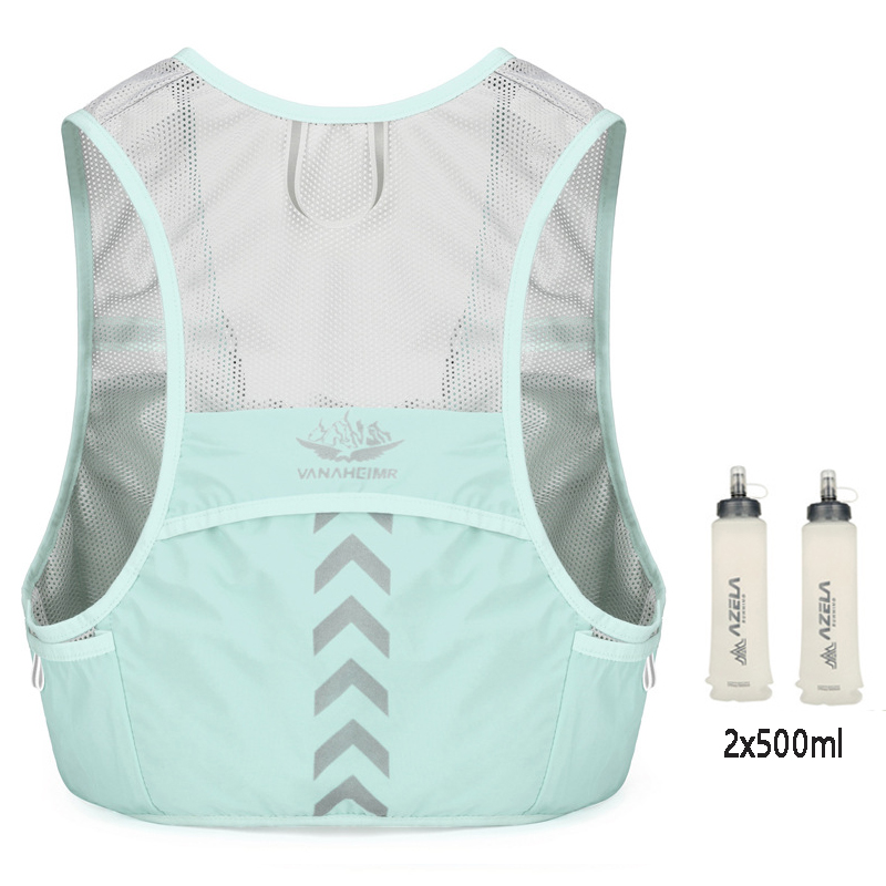 Leichter Laufrucksack, Trinkweste, geeignet für Fahrrad, Herren, Damen, Marathon-, Wandern, ultraleicht, tragbar, 2 l, 500 ml, Wasserkocher: Silberfarbe