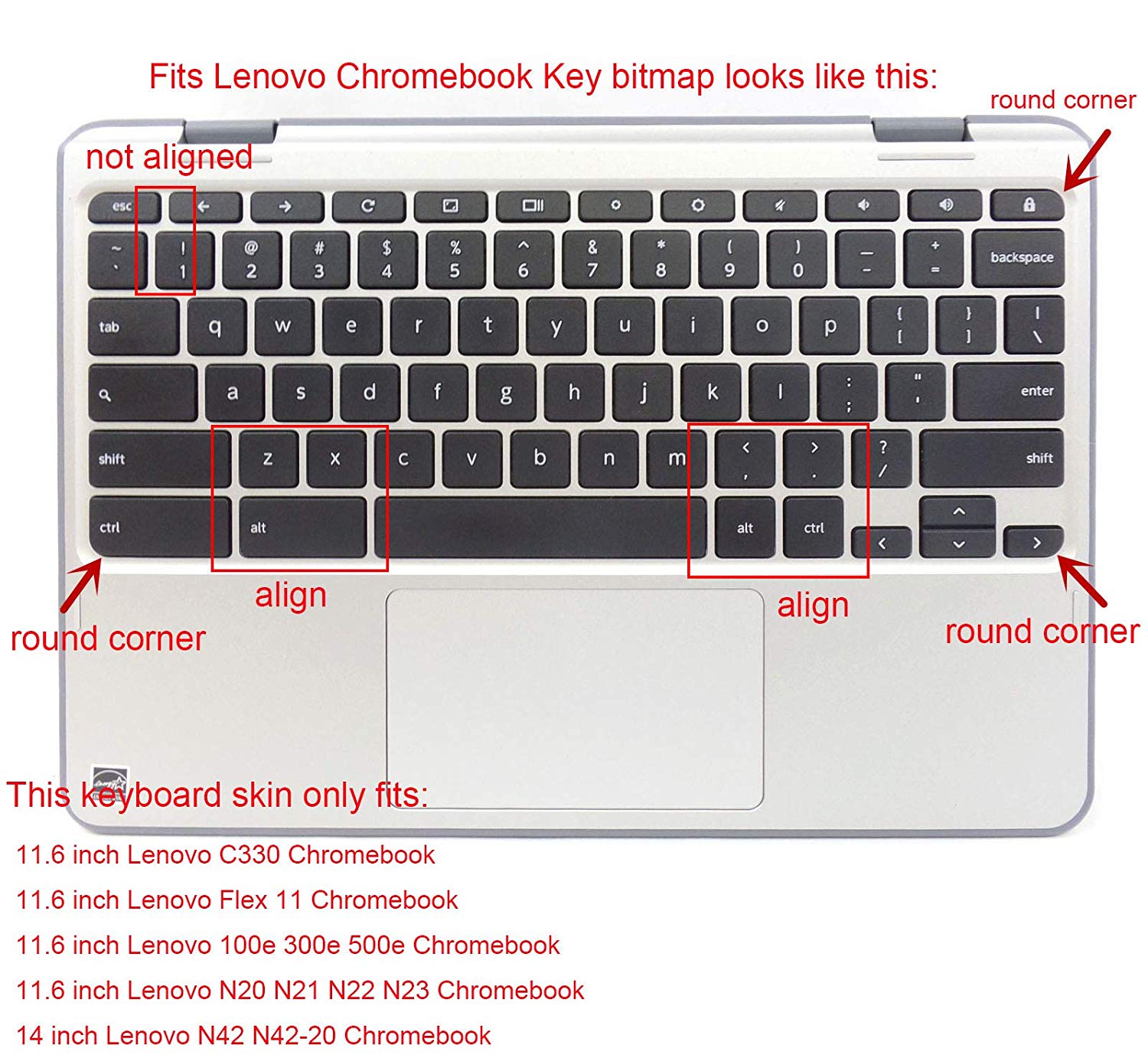 For 11.6&quot; Lenovo Chromebook C330, Lenovo Flex 11 Chromebook Laptop Keyboard Cover Skin for 14&quot; Lenovo Chromebook N42 N42-20