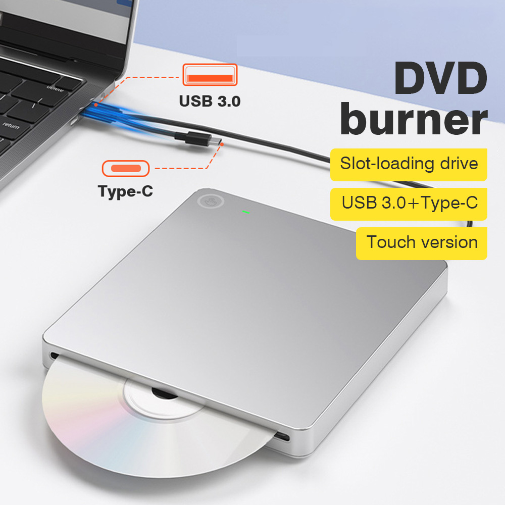 USB3.0 External DVD Burner Type-C Interface CD +/- RW Optical Drive Burner Portable CD/DVD ROM Player for PC Laptop MacBook