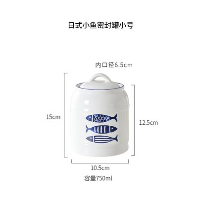 Japanischen stil Keramik Gläser, Haushalt Lebensmittel Lagerung Gläser, Versiegelt Gläser, Küche Kaffee Zucker Gläser, getreide Lagerung Tanks, Tee Gläser: Fish-750ml
