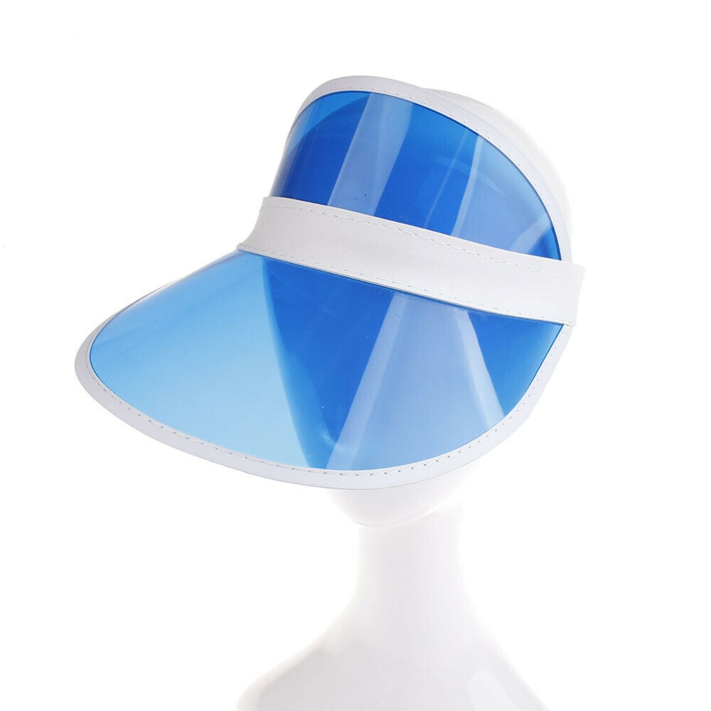 Sombrero de verano, visera de sol, sombrero Casual de , gorra de plástico transparente de PVC para niños, negro, azul, verde, rosa: Azul