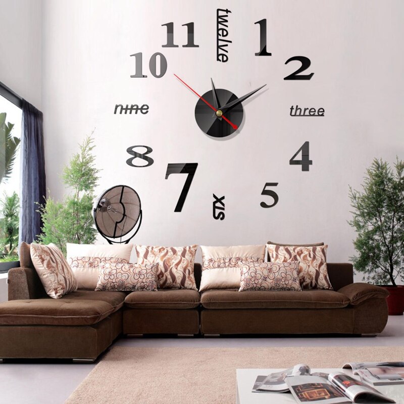 Klok horloge 3d diy acryl spiegel wand digitale klok stickers muurdecoratie woonkamer muur ornament huisdecoratie