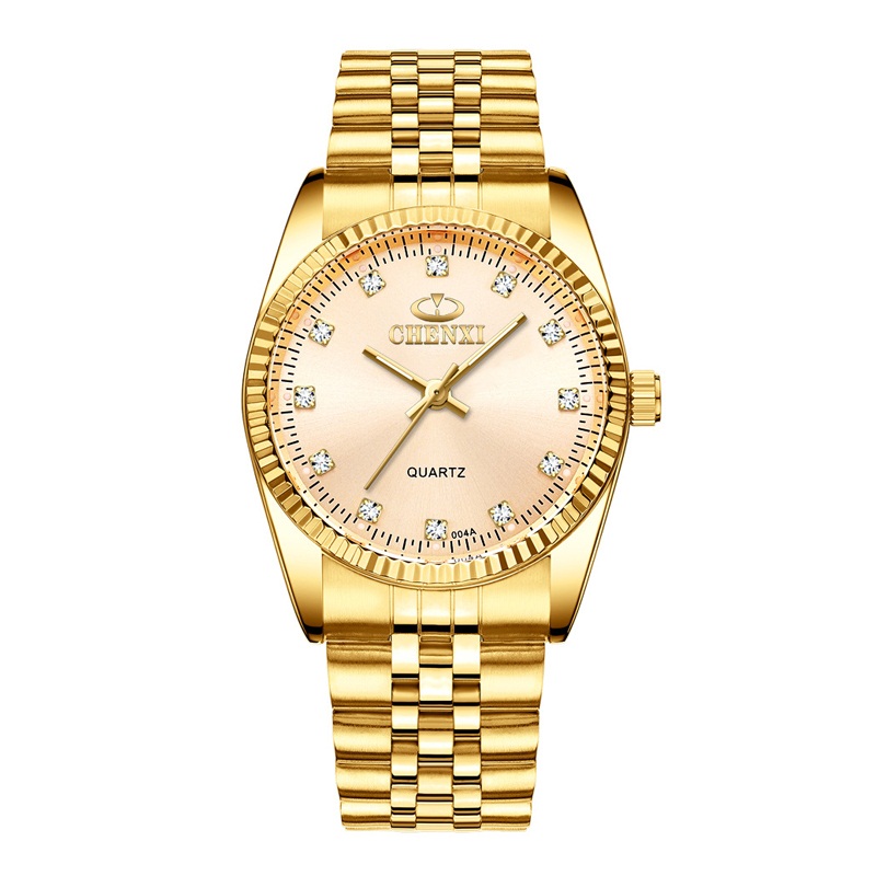 Chenxi Luxe Paar Horloge Golden Rvs Liefhebbers Horloge Quartz Horloges Voor Vrouwen &amp; Mannen Analoge Horloge: Men Golden Dial