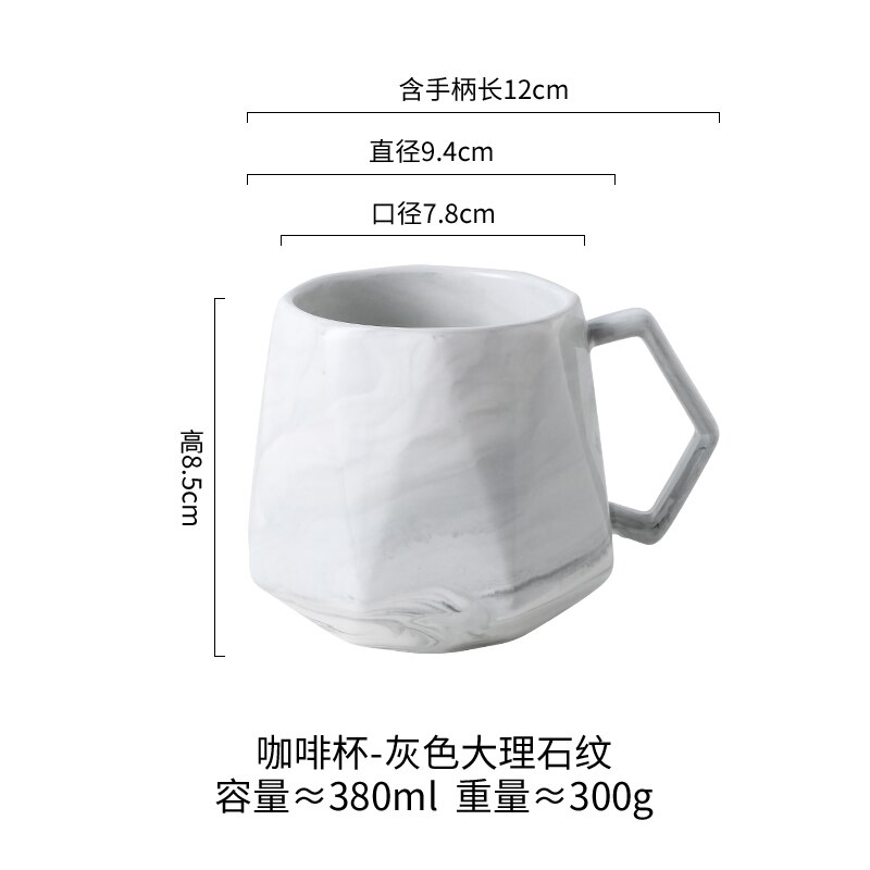 LUO – tasse en céramique de JIA-GUI ML pour femme, Mug pour préparer du thé, du café, de l'eau, avec couvercle, cuillère, style nordique, pour le bureau, 380ML, G079: A