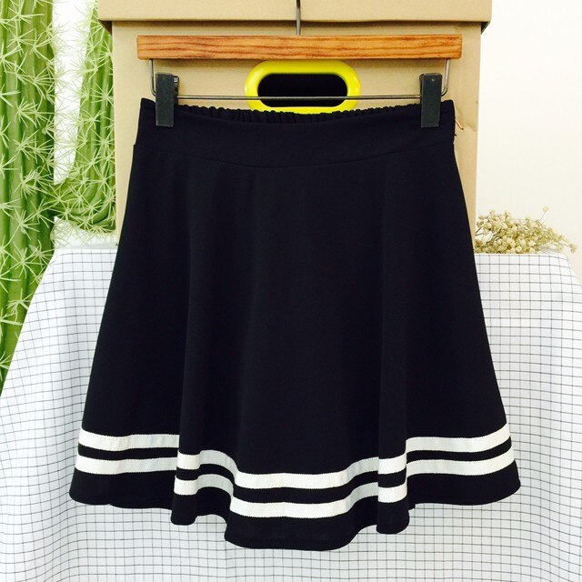 Mori moderskap japansk marinblå vit svart rand a-line kjol, lolita sjöman kjol, cosplay kostymer, japan moderskap uniform: Svart