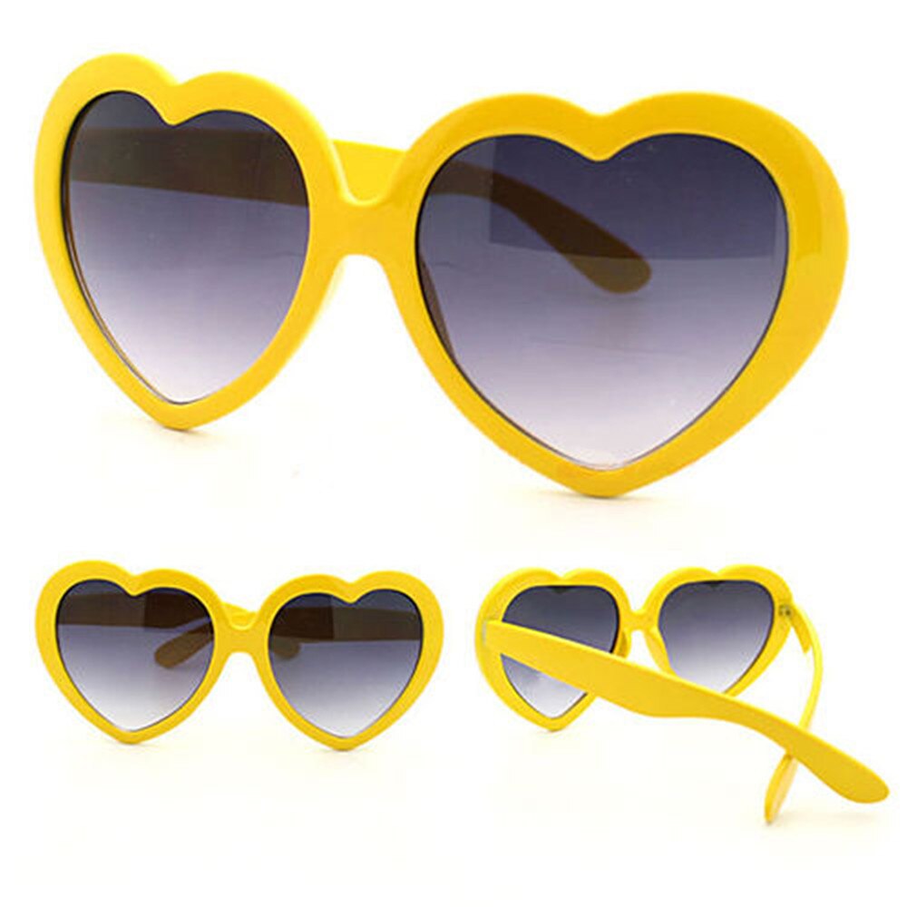 Sjove hjerteformede solbriller kvinder sommer retro kærlighed hjerteform solbriller damer shopping solbriller driverbriller: Gul