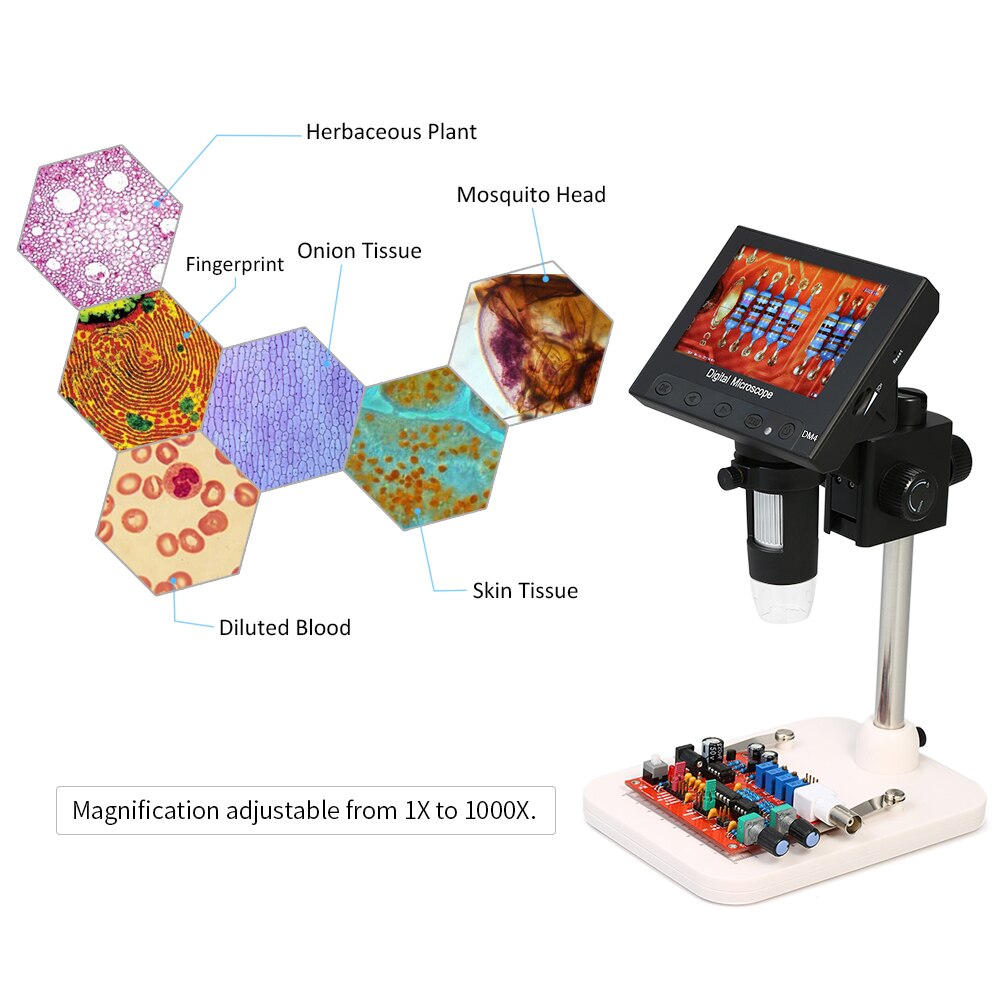 Draagbare digitale microscoop 1000x 4.3 " 720p vergrootglas camera met houder voor printplaat reparatie soldeergereedschap led lcd-scherm