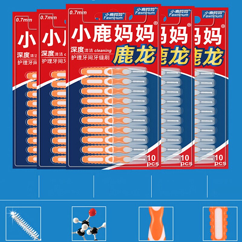 10pcs Interdental Brush Cleaning Dental Brushes Floss Pick Push-pull Toothpick For Adults Clean Between Teeth Cleaning Brushes