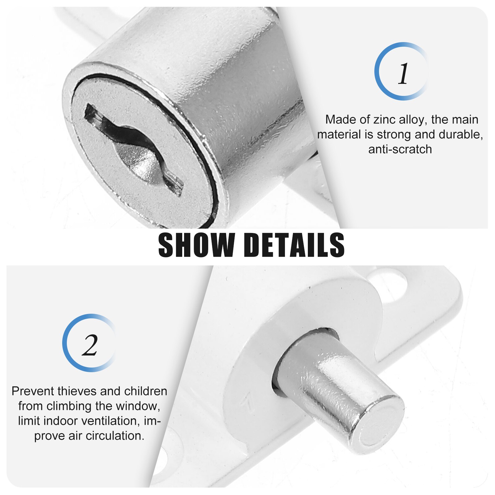 3pcs Sliding Window Safety Lock Window Limit Stopper Window Limit Stopper with Key