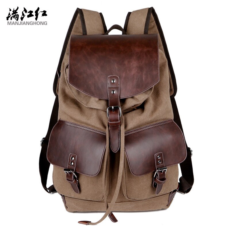 Vintage Canvas Rugzak Mannen Rugzakken Leisure Rugzak Reizen Schooltas Laptop Rugzak Mannen Vintage Schouder Bookbags Retro Tas: Dark Brown