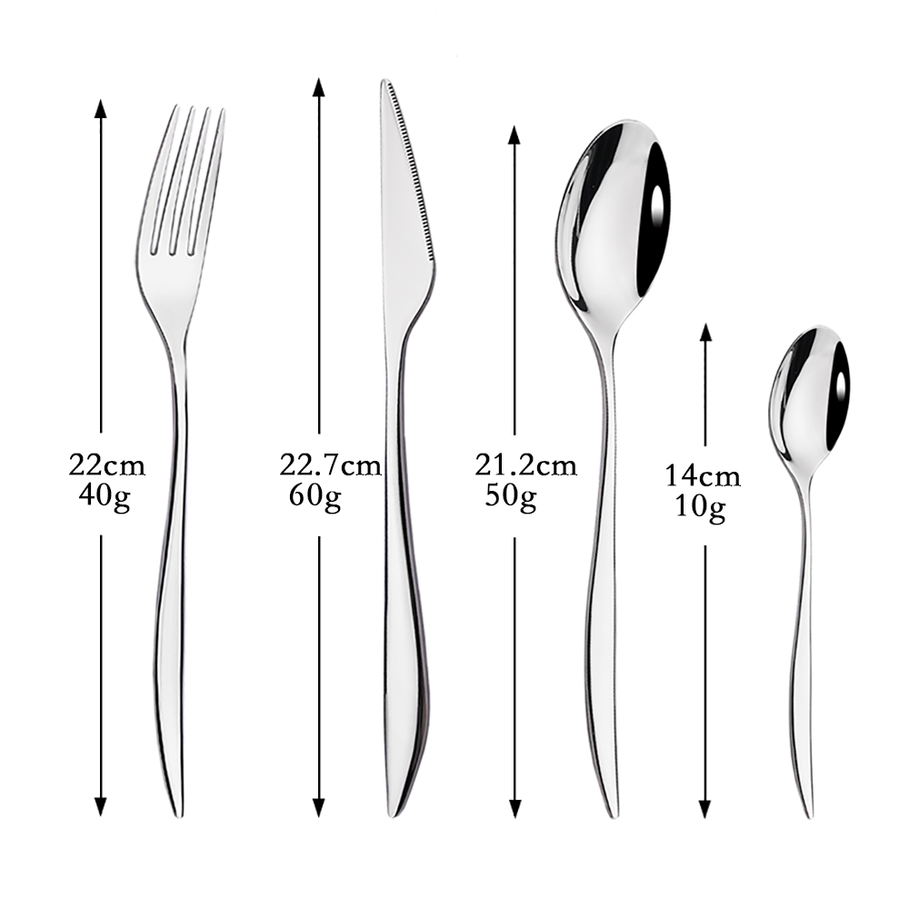 Mirror Silver Cutlery Dinnerware Set Tableware Flatware Set 304 Stainless Steel Kitchen Knife Fork Spoon: 4Set
