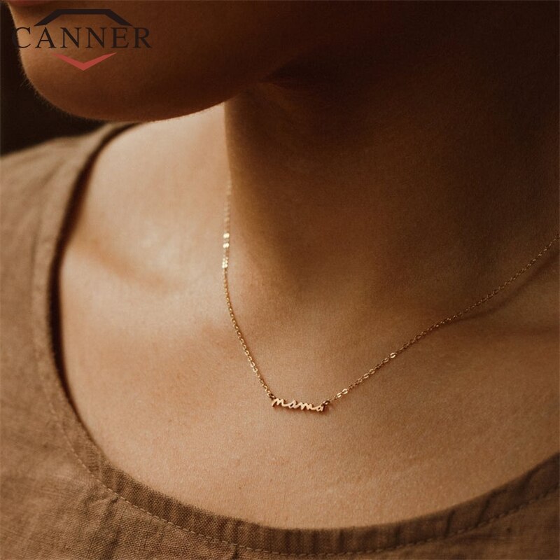 925 Sterling Zilver Brief Mom Hanger Ketting Voor Moeder Eenvoudige Gladde Sleutelbeen Keten Ketting Sieraden Moederdag