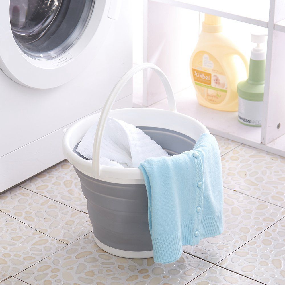 Cubo plegable de 10 l, cubos de silicona plegables, para pesca, lavado de coches, Camping al aire libre, suministros de baño, gran capacidad