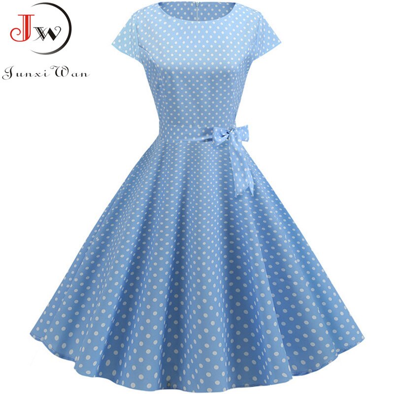 Vintage Kleid Damen Sommer Kurzarm Polka Dot Midi Casual Büro Partykleid 50er 60er Pin Up Rockabilly Kleider: XXL / Lila