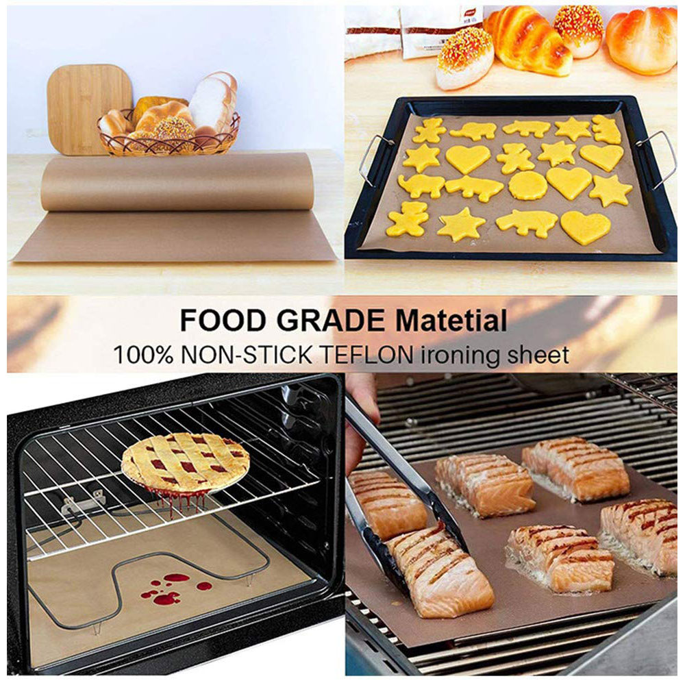 3 stk / pakke ptfe teflon ark non stick bagemåtter ovnforinger 16 x 20 "varmeoverførselspapir genanvendelig varmebestandig håndværksmåtte