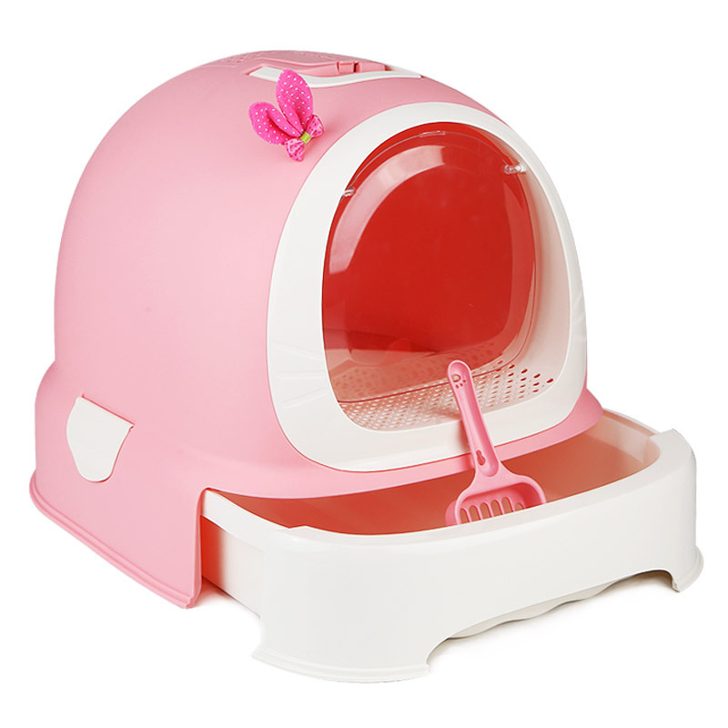 Caja de arena para gatos, cajón totalmente cerrado, plato para arena: Pink
