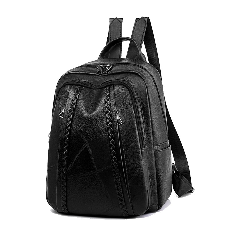 Jahrgang Frauen Rucksack Neue Freizeit Tasche Schulter Pack Rucksack frauen Daypack Rucksack für Weibliche Damen: Schwarz