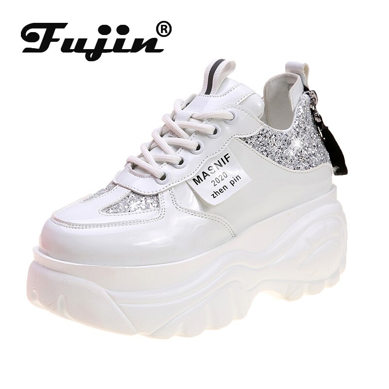 Fujin 7cm zapatillas De plataforma zapatillas gruesas cuñas zapatos para Mujer Bling blanco zapatos De Mujer Primavera/otoño sapato De Mujer